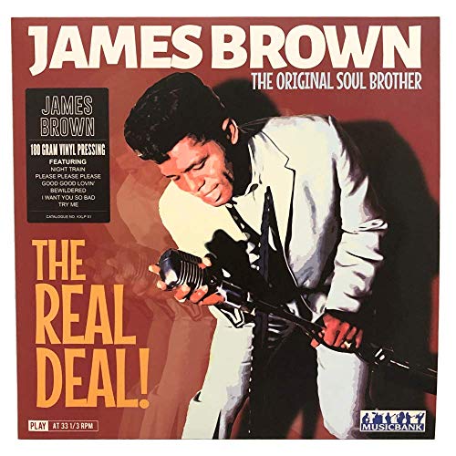 James Brown album cover, "The Real Deal," featuring a performance photo.