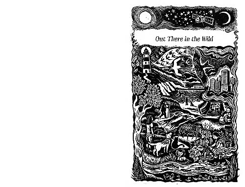 Black and white illustrated book cover with nature scenes and text.