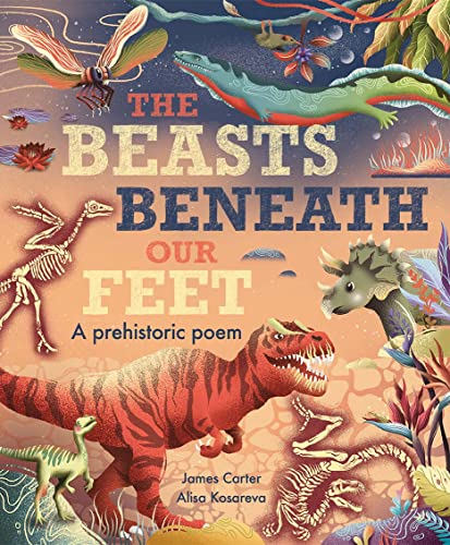 Book cover depicting colorful illustrations of dinosaurs and prehistoric creatures.