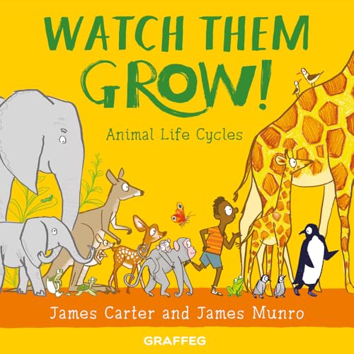 Book cover depicting various animals and a child, titled “Watch Them Grow!”