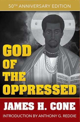 Book cover: “God of the Oppressed” featuring a Black man in religious iconography.