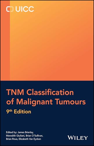 Book cover for TNM Classification of Malignant Tumours 9th Edition with orange and blue background.