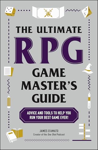 Book cover titled The Ultimate RPG Game Master's Guide with gaming icons on gray background.