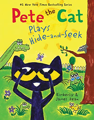 Cover of "Pete the Cat Plays Hide-and-Seek" with a blue cat hiding.