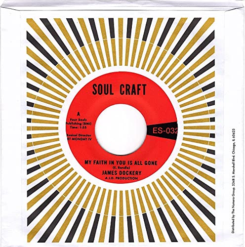 Red and gold 7-inch vinyl record label for James Dockery’s “My Faith In You.”
