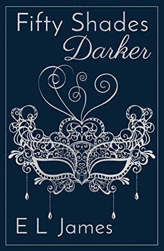 Book cover for "Fifty Shades Darker" with a white mask design.