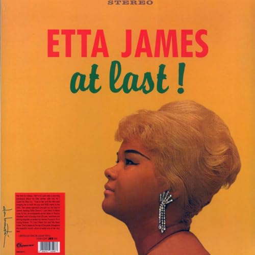 Etta James album cover, “At Last!”, featuring a portrait of the singer.