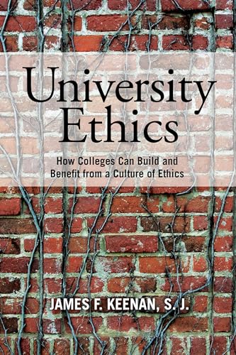Book cover for "University Ethics" with a brick wall background.