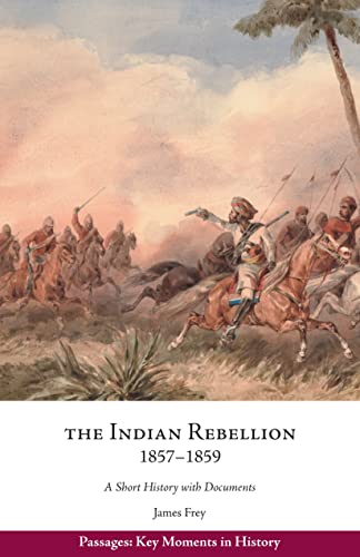 Book cover depicting 1857-1859 Indian Rebellion battle scene with text.