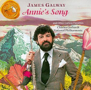 CD cover featuring James Galway with a flute, mountains, and flowers.