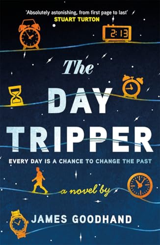 Book cover with clocks, hourglass, and a silhouetted running figure.