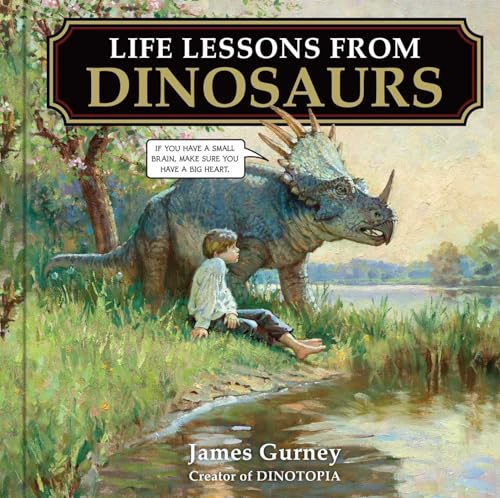 Book cover: “Life Lessons from Dinosaurs” with a boy and dinosaur.