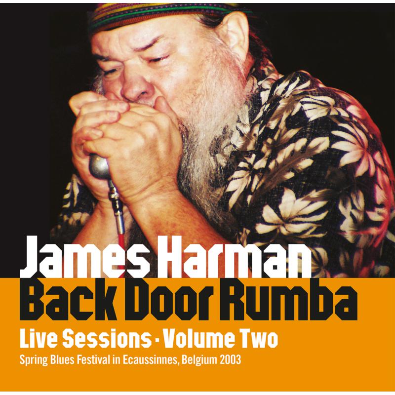 James Harman album cover featuring a man playing a harmonica.