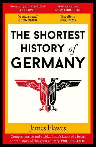 Book cover for The Shortest History of Germany featuring a red and black eagle.