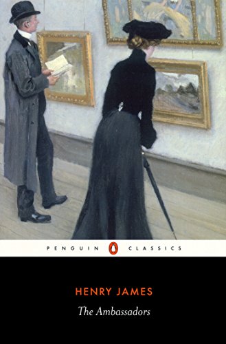 Book cover: painting of a man and woman in an art gallery.