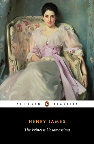 Painting of a woman in a pink dress, book cover for “The Princess Casamassima”.