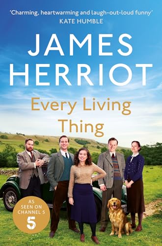 Book cover showing five people and a dog standing in a field with a car.