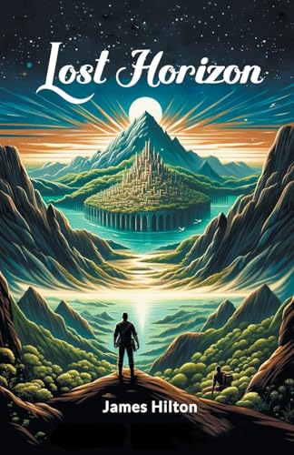 Book cover: mountainous landscape with a city and a lone figure.