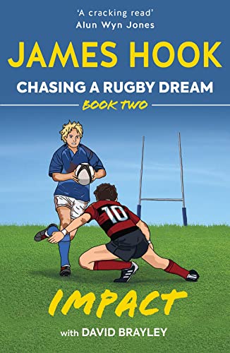 Book cover: young rugby players in action, green field, blue sky.