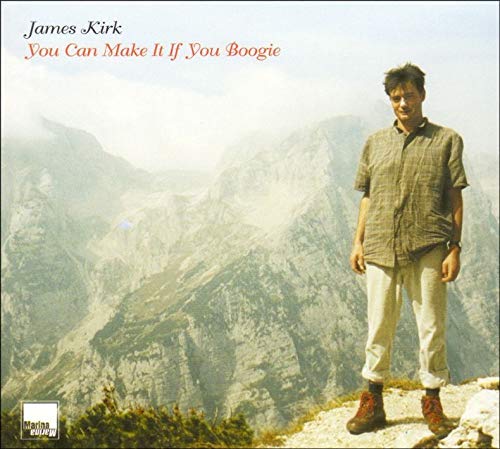 James Kirk album cover with artist portrait and mountain backdrop.