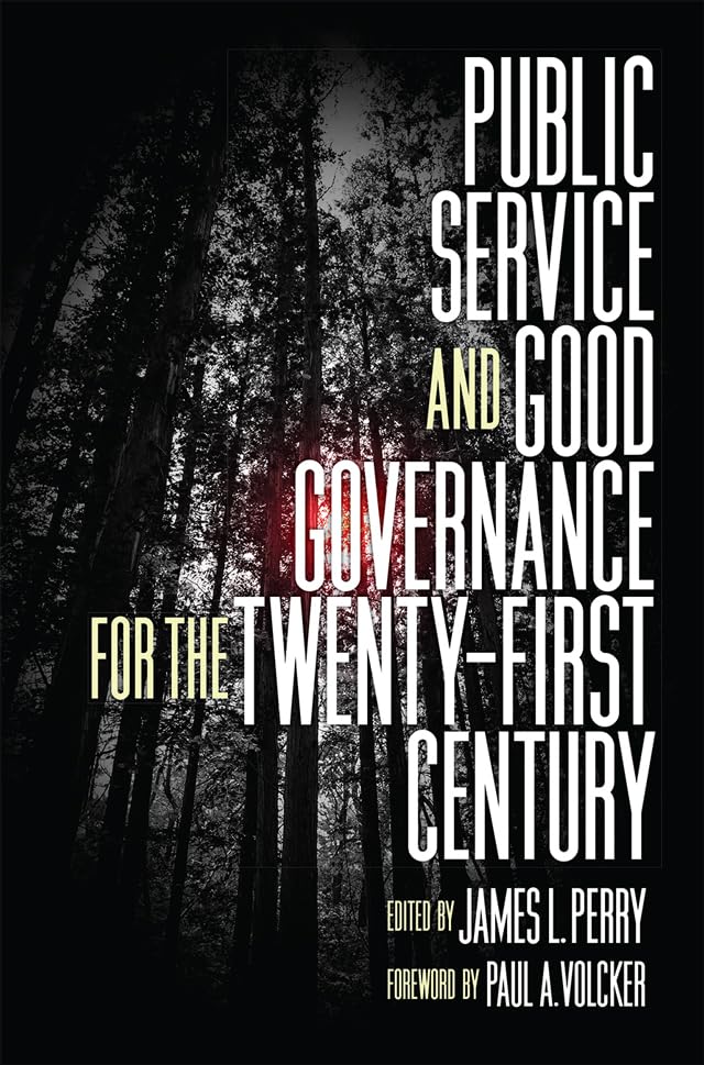 Book cover: “Public Service and Good Governance,” forest background.