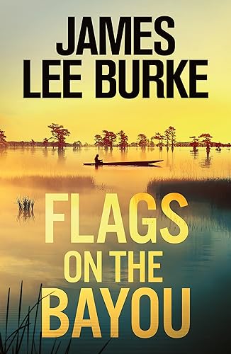 Book cover: bayou landscape with a small boat and large text title.