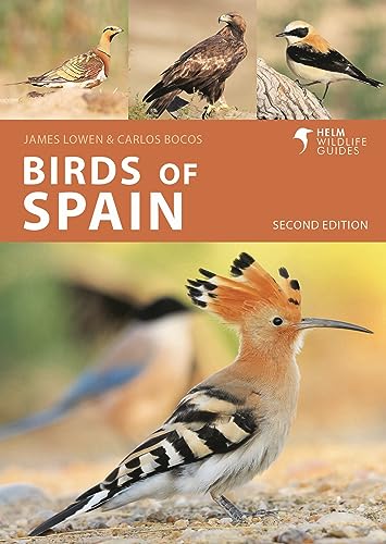 Book cover for Birds of Spain featuring a hoopoe and other bird species.