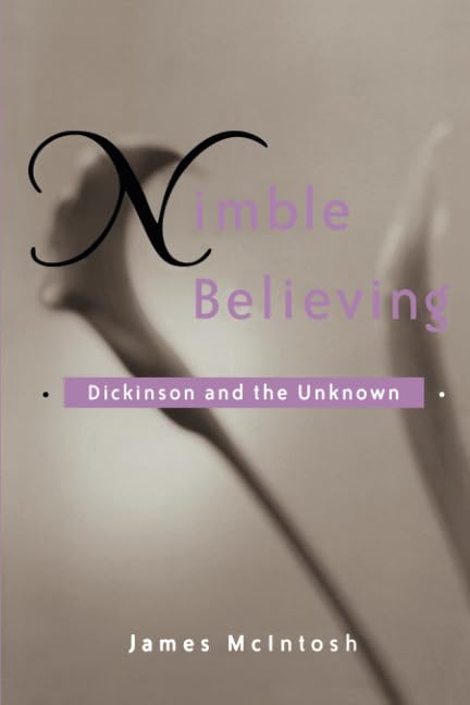 Book cover: "Nimble Believing" by James McIntosh, with a floral design.