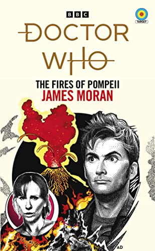 Doctor Who novel cover: Pompeii volcano, the Doctor, and companion portraits.
