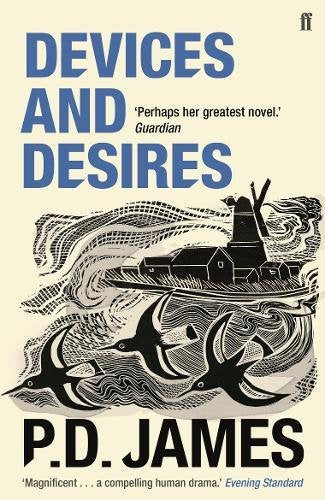 Book cover for “Devices and Desires” by P.D. James with a ship illustration.