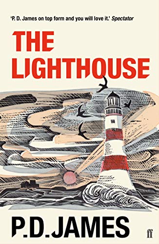 Book cover: red and white lighthouse against swirling waves and birds.