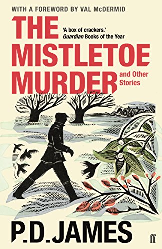 Book cover: “The Mistletoe Murder” by P.D. James, with winter scene.