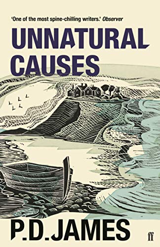 Book cover for “Unnatural Causes” by P.D. James, coastal scene.