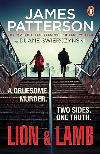 Book cover: two figures on stairs, city skyline in background.