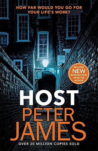Book cover for "Host" by Peter James, showing a dark alleyway.