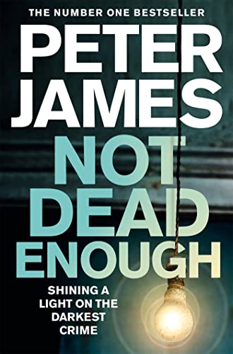 Book cover for Not Dead Enough by Peter James featuring a glowing light bulb.