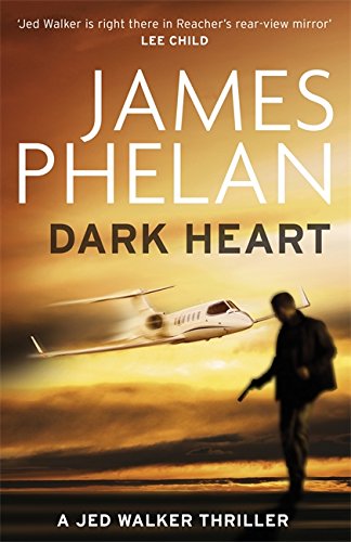 Book cover: "Dark Heart" with a jet, silhouetted figure, and gun.