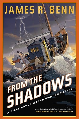Book cover: boat in stormy seas, title "From the Shadows.