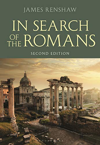Book cover: “In Search of the Romans” with Roman ruins backdrop.