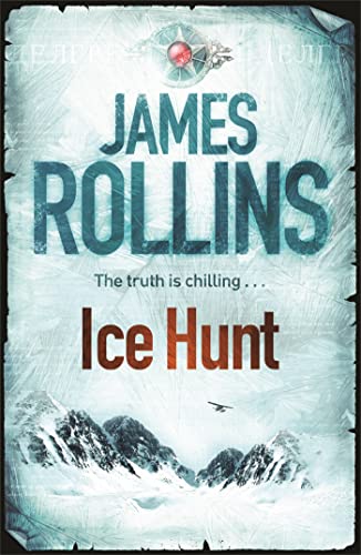Book cover for "Ice Hunt" featuring snowy mountains and a small plane.