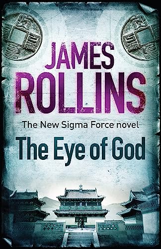 Book cover: “The Eye of God” by James Rollins, with a temple image.