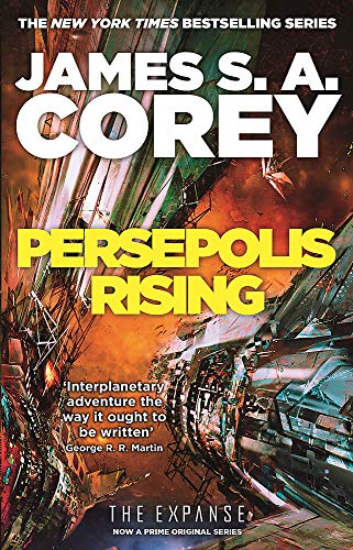 Book cover: “Persepolis Rising” by James S.A. Corey, featuring futuristic cityscape.