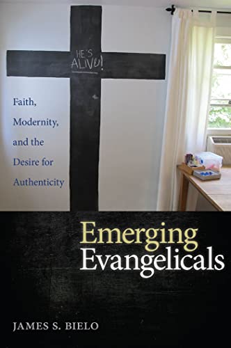 Book cover with a dark cross and title "Emerging Evangelicals.