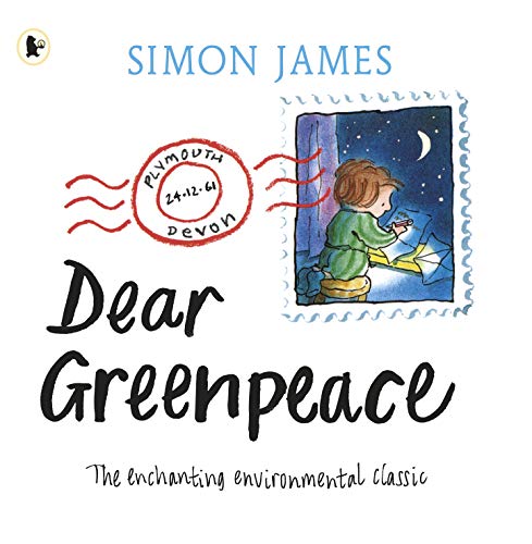 Book cover: "Dear Greenpeace" with illustration of a child and whale.
