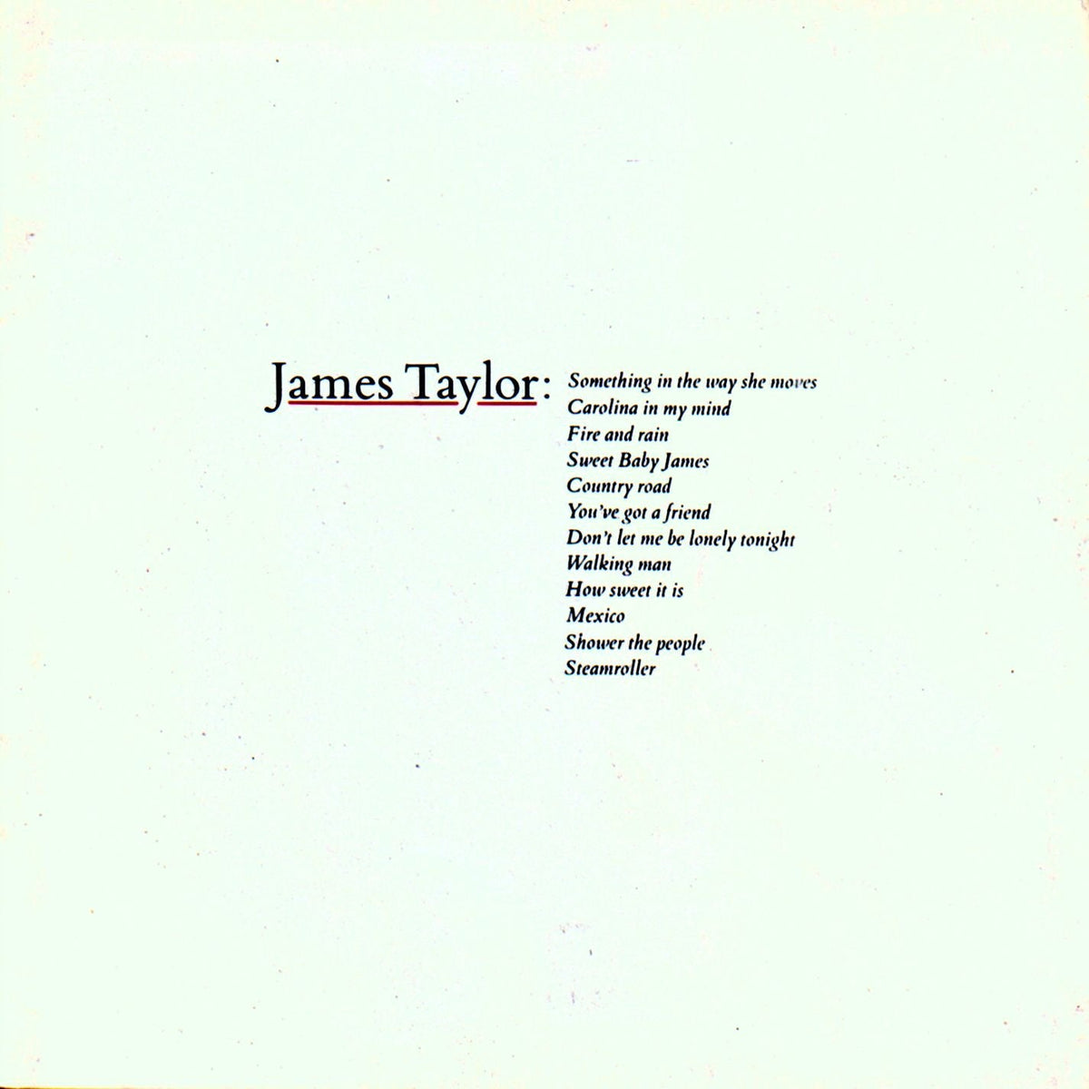 James Taylor “Classic Songs” CD cover with song list in black text.