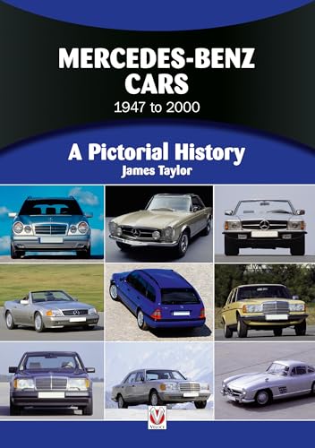 Book cover titled Mercedes-Benz Cars 1947 to 2000 featuring a grid of nine vintage cars.