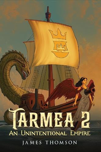 Book cover: ship, dragon, winged woman, and title "Tarmea 2".
