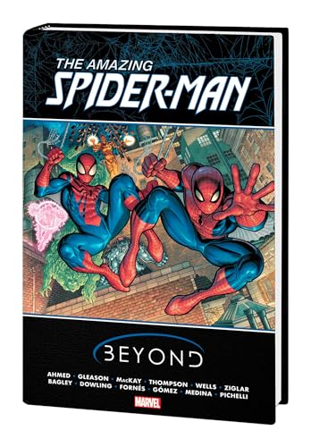 Comic book cover featuring two Spider-Men in dynamic poses over a city.