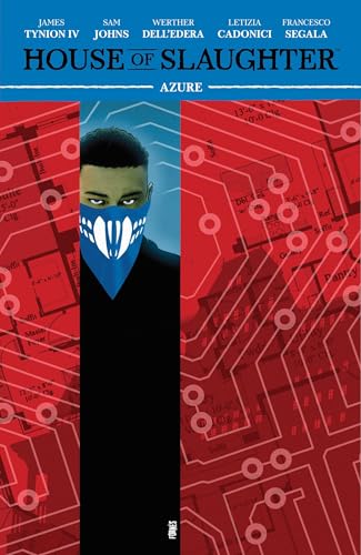 Comic book cover: Man in suit with masked face, red and blue design.