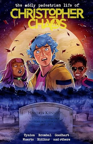Comic book cover featuring three young people in a graveyard scene.